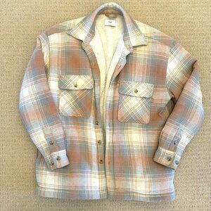 Fleece lined plaid shacket